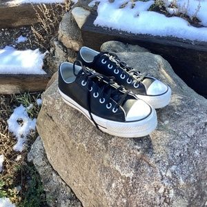 Women Converse Chuck Taylor All Star Platform Clean Leather BLACK (561681C)